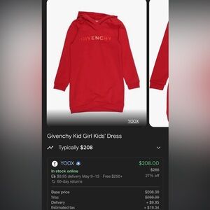Givenchy Kids Red Sweater Hoodie Dress